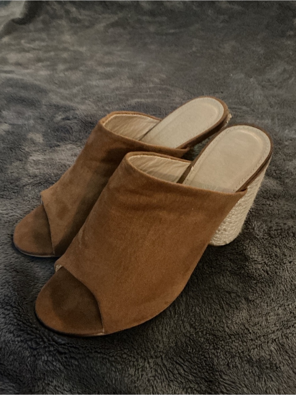 Women’s Brown Suede Open-Toe Slide Heels